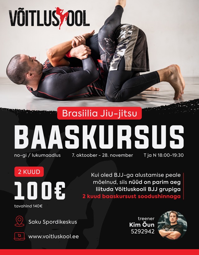 BRASIILIA JIU JITSU EHK LUKUMAADLUSE BAASKURSUSED
