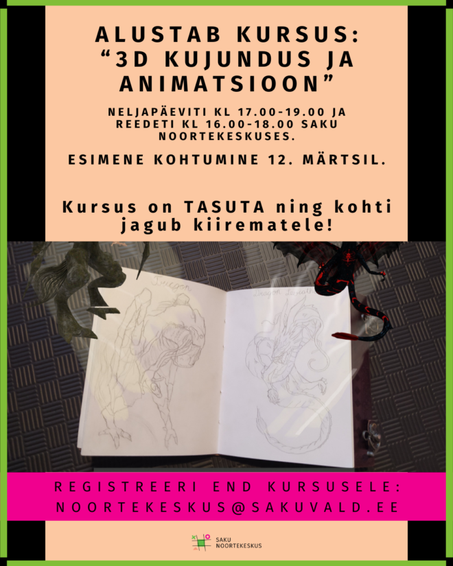 Kursus noortele – 3D kujundus ja animatsioon (TASUTA)