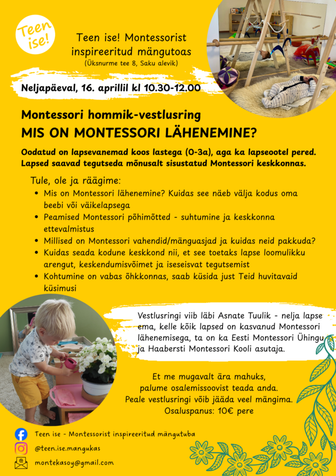 Montessori hommik-vestlusring – Mis on Montessori lähenemine?