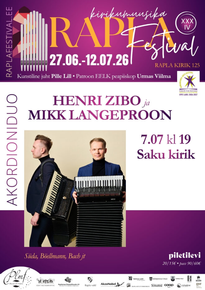 Kontsert akordioniduo Henri Zibo ja Mikk Langepruun
