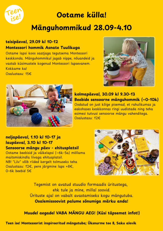 Mänguhommikud 28.09-4.10