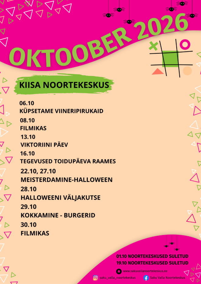 Oktoobri tegevused Kiisa noortekeskuses