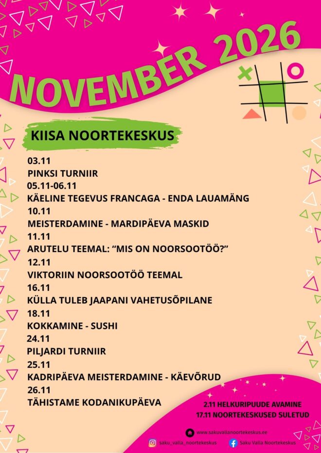 Novembri tegevused Kiisa noortekeskuses