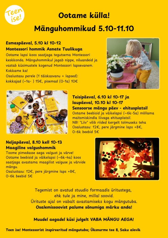 Mänguhommikud 5.10-11.10