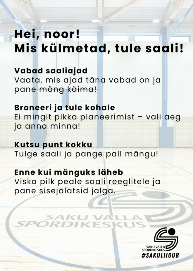 Kutsume noori spordisaali!